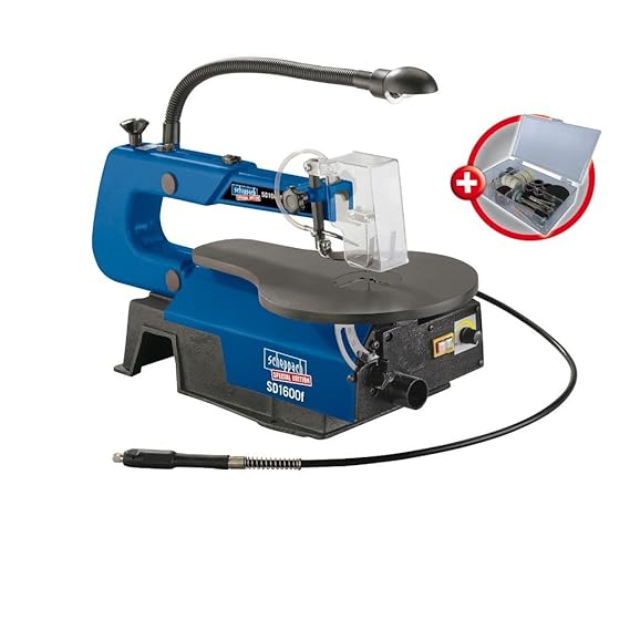 Scheppach Dekupiersäge SD1600F mit flexibler Welle (90 Watt, Schnitthöhe 50mm, Schnitttiefe 406mm, Absaugstutzen- Ø 35mm, 45°