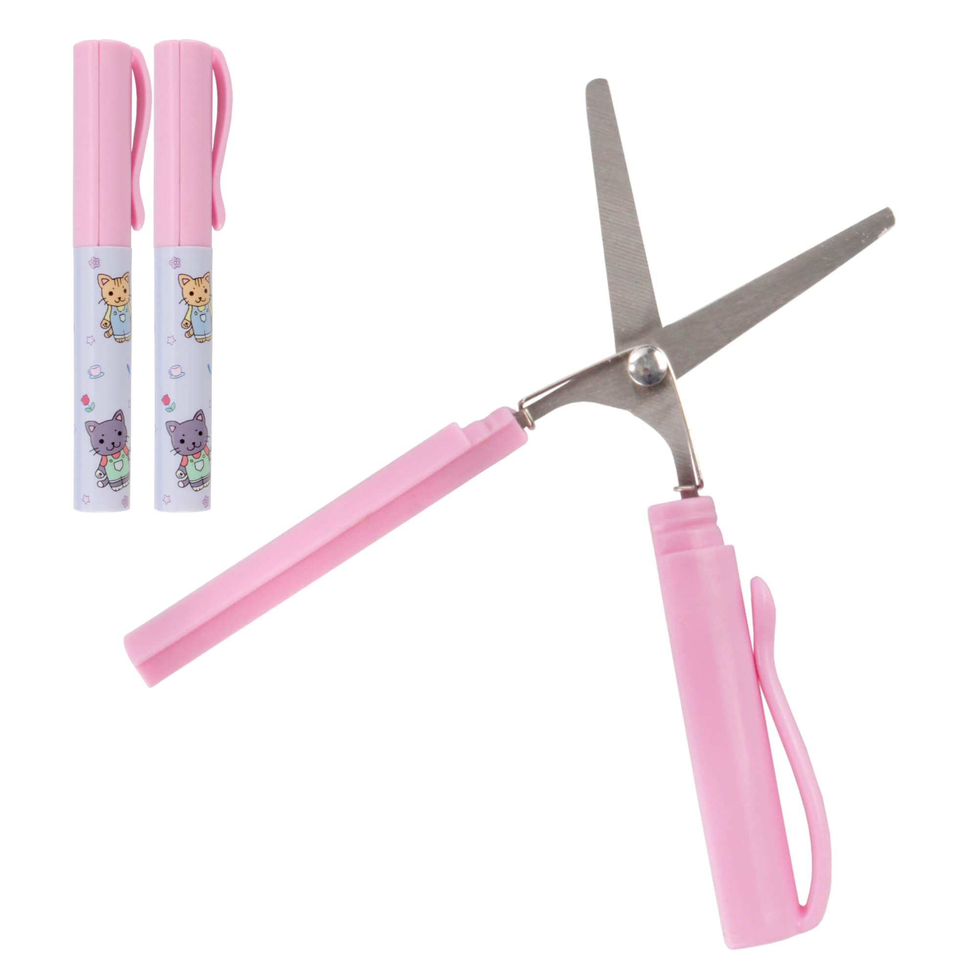 Mini Pen Portable Travel Scissors - Garden Kitty - 2 Pairs