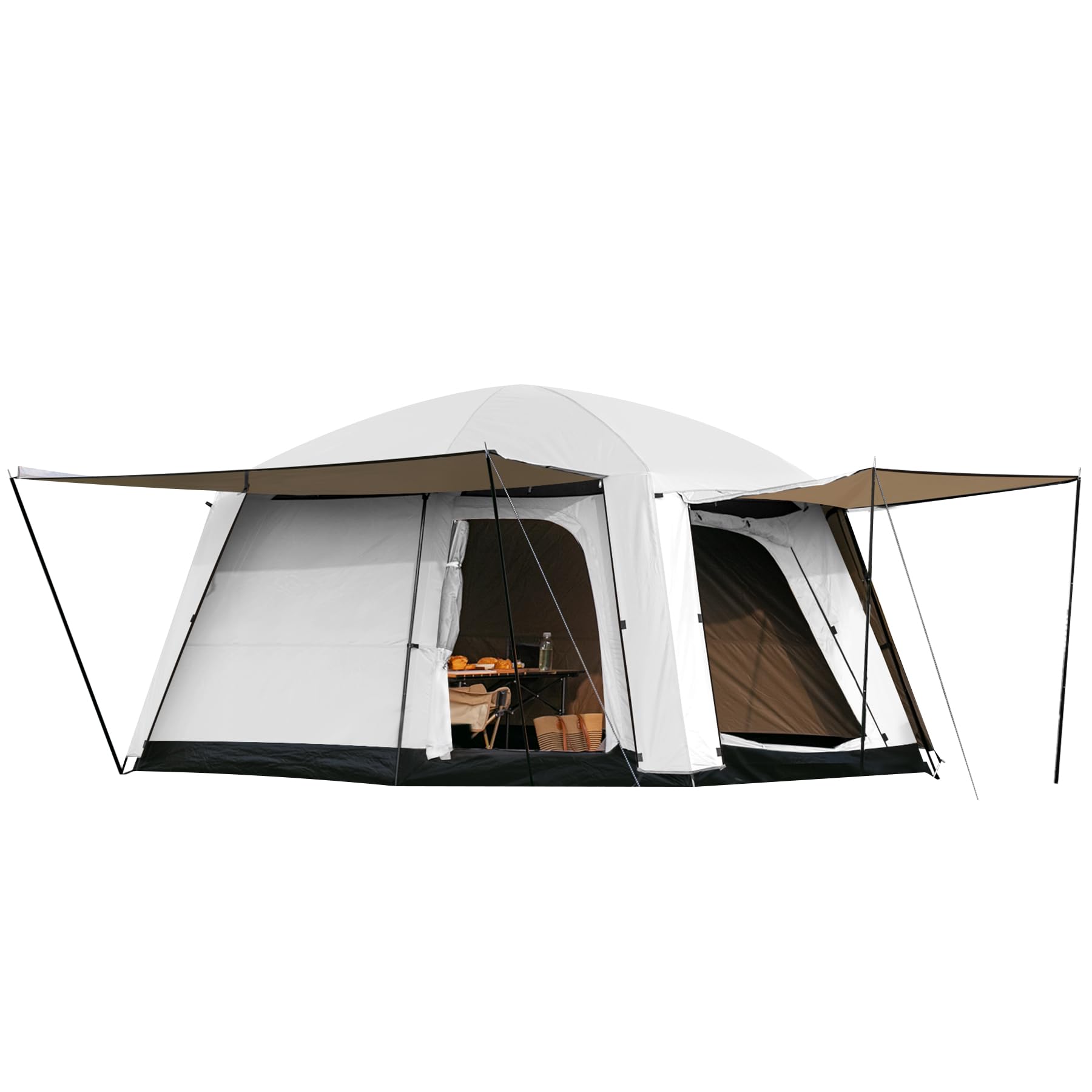 Photo 1 of Castle Unicorn 4-6 Person Camping Tent, Large Family Cabin Tents with Porch & Rainfly, Double Layer Waterproof Glamping Tent with 2 Rooms 2 Doors, Portable Big Tents for Outdoor Camping Hiking Party