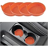 Mandark 4PCS Car Cup Holder Coaster, Silicone Anti-Slip Vehicle Insert Water Bottle Mat, Automotive Interior Insulation Drink Cup Pad Decor Accessories, Universal for SUV, Sedan, Truck (Orange)