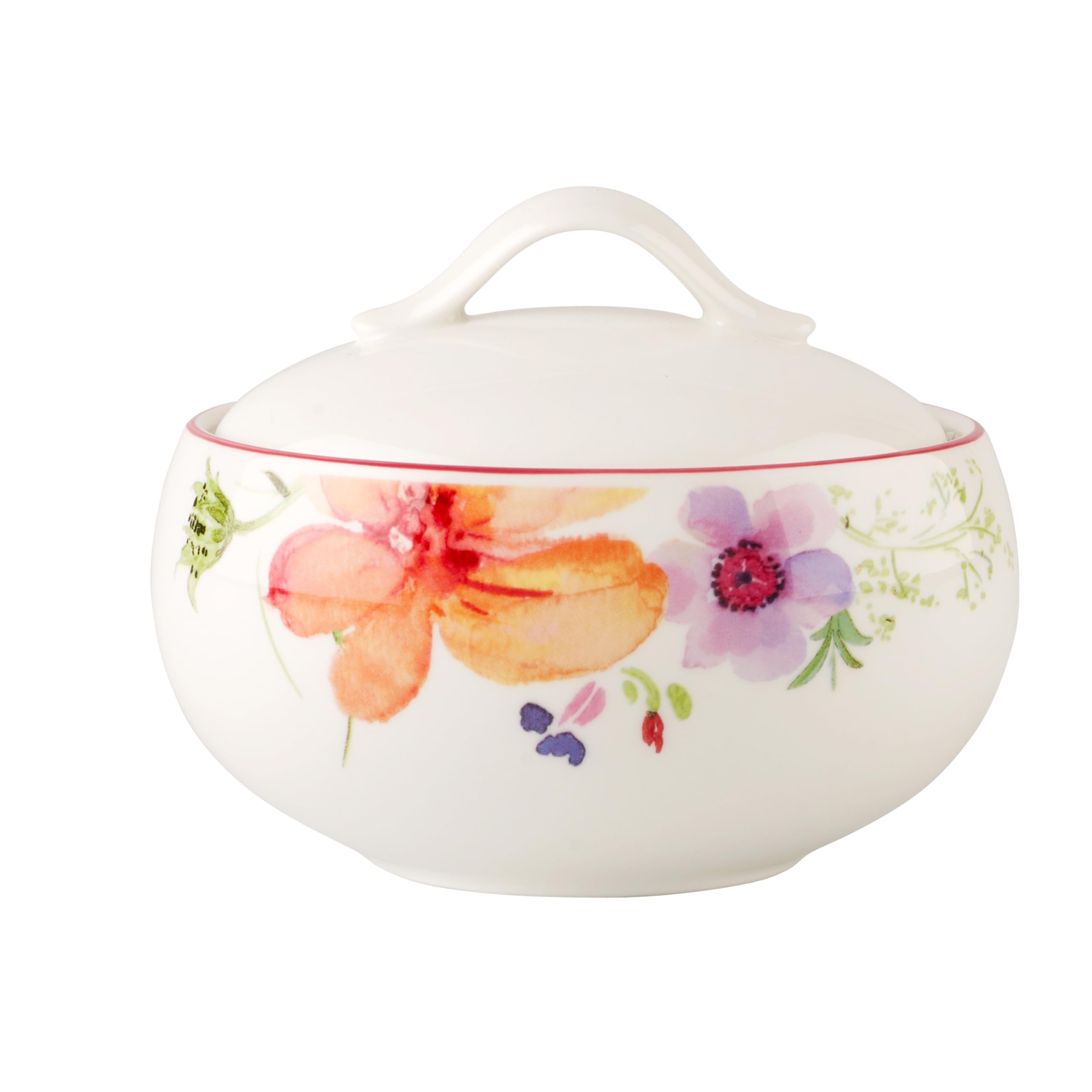 Villeroy & Boch Mariefleur Basic Sugar Bowl, Premium Porcelain, White/Multicoloured