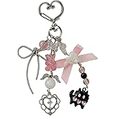 Angyape Y2K Cat Keychain Cute Bow Keychain Purse Bag Charms for Handbags Heart Bear Butterfly Accessories Gifts for Women