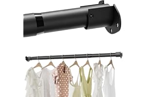 MIUVIBENI Closet Rods for Hanging Clothes, 16.5 to 88 Inches Stepless Adjustable Closet Rod, Heavy Duty Clothes Hanging Rod for Closet Wardrobes Laundry