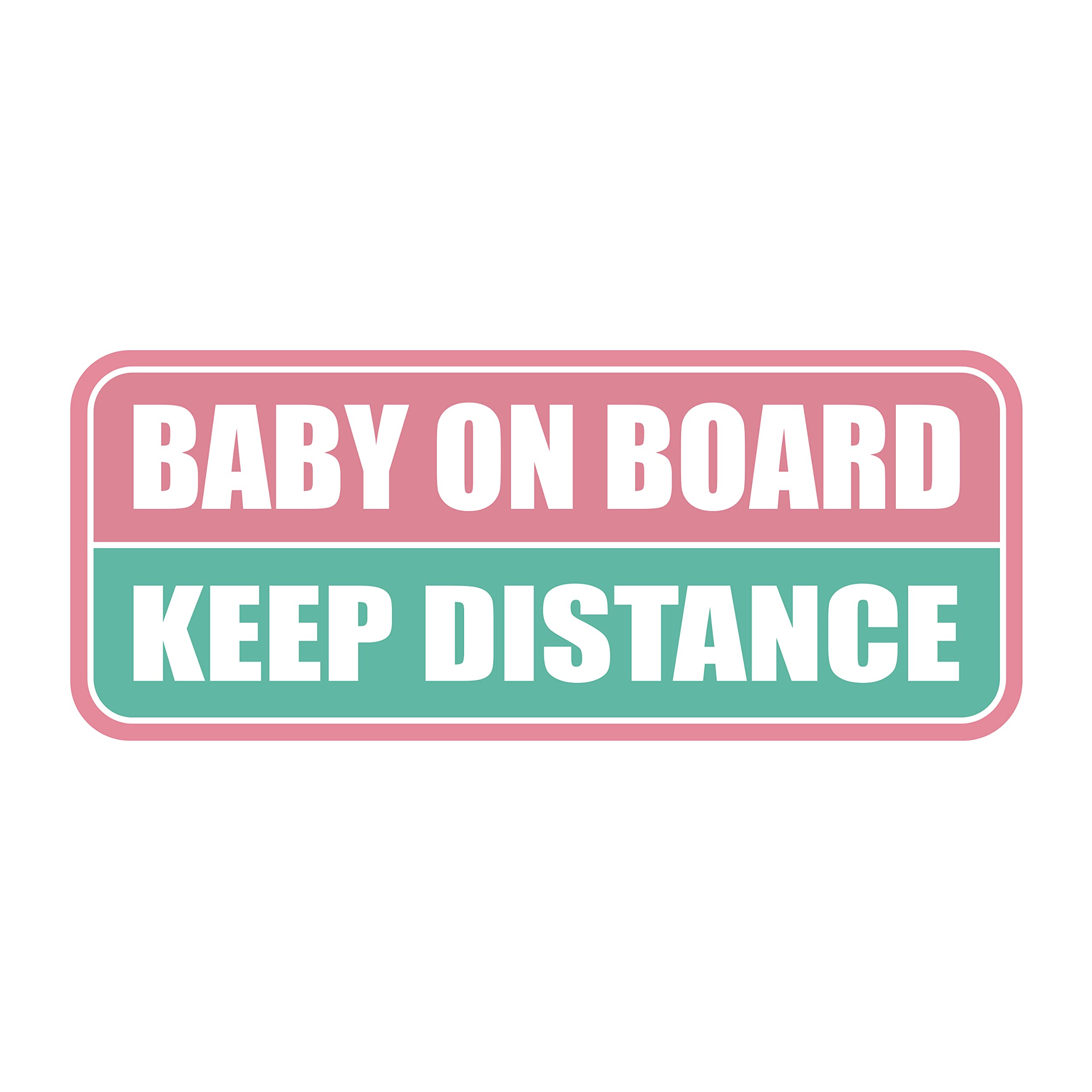 GEEKBEAR Baby on Board Car Magnet - Colorful, Reflective, Weather-Resistant, Rectangular 8.7 x 3.5 in (Light Pink/Turquoise) — image 1