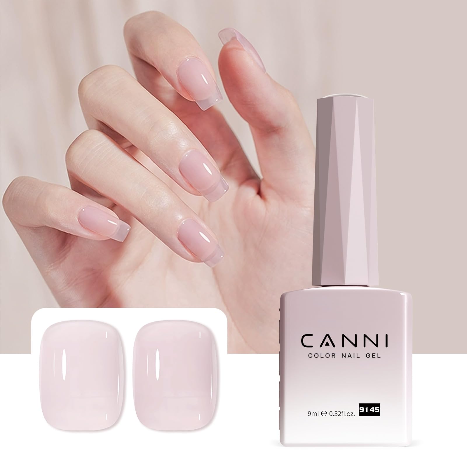 Photo 1 of CANNI Milky Light Pink Gel Nail Polish, 1Pcs Jelly Nude Pink Gel Polish Sheer Clear Light Pink Gel Polish Translucent Color Nail Polish Gel Soak Off U V Gel Nail French Nail Manicure Salon DIY