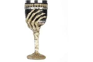 Haozaikeji Stainless Steel & Resin Halloween Skull Goblet Chalice Cup 400ml Gothic Ossuary Goblet Medieval Warrior Drinking M