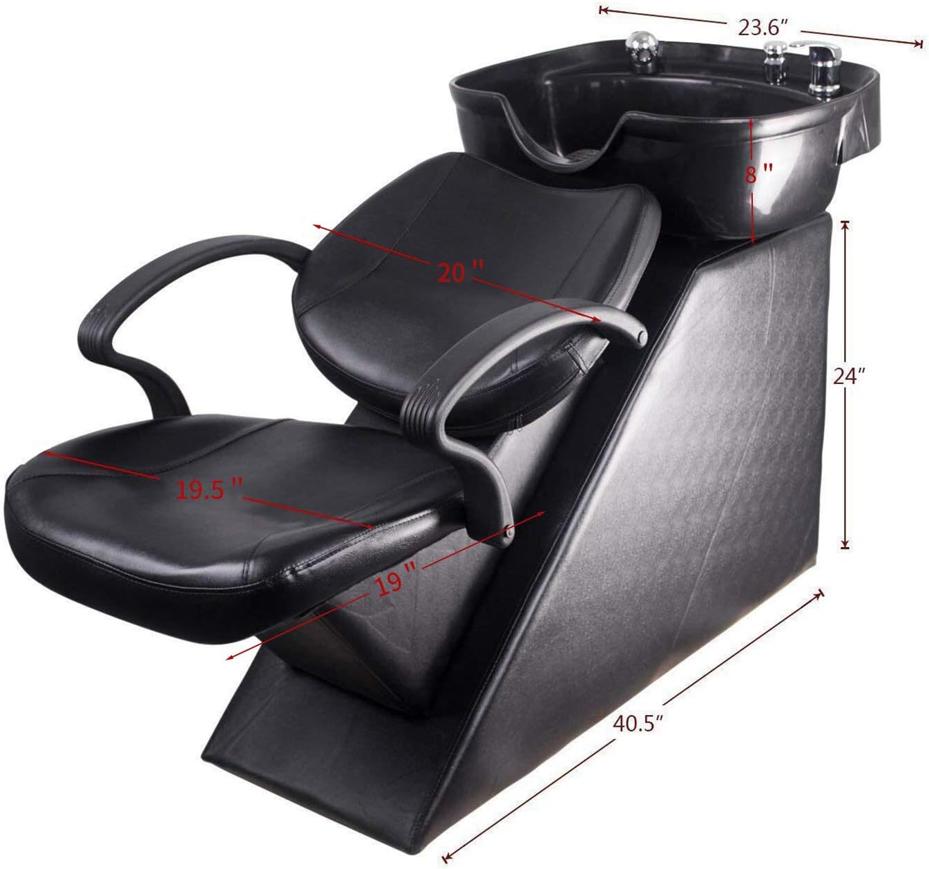 Ainfox Shampoo Barber Backwash Chair, ABS Plastic Shampoo Bowl Sink Chair for Spa Beauty Salon (Black): Home Improvement