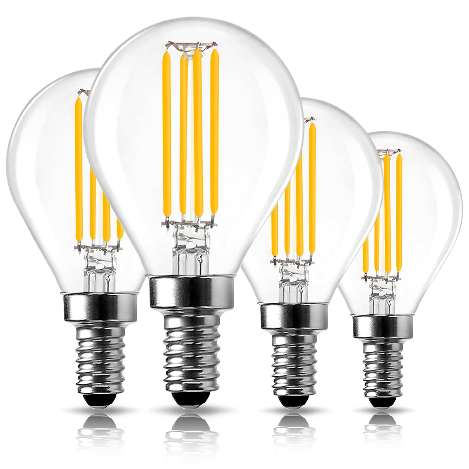 LangPlus+ E14 LED Vintage Golf Ball SES Filament Bulb, Non-Flicker & No Buzzling Dimmable G45 Glass Globe Bulb 4W, 40W Equivalent, 2700K Warm White 400LM, Small Edison Screw LED Bulbs, 4Pack(E14 G45)