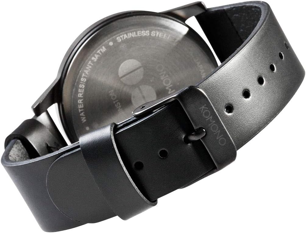 KOMONO Winston Regal All Black Men's Japanese Quartz Analogue Watch with Leather Strap - Image 4