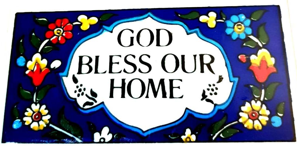 Bluenoemi Jewish Home Blessing Judaica Gifts for The Home Armenian Gifts God Bless Our Home Sign Home Blessing Door Plate