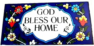 Bluenoemi Jewish Home Blessing Judaica Gifts for The Home Armenian Gifts God Bless Our Home Sign Home Blessing Door Plate