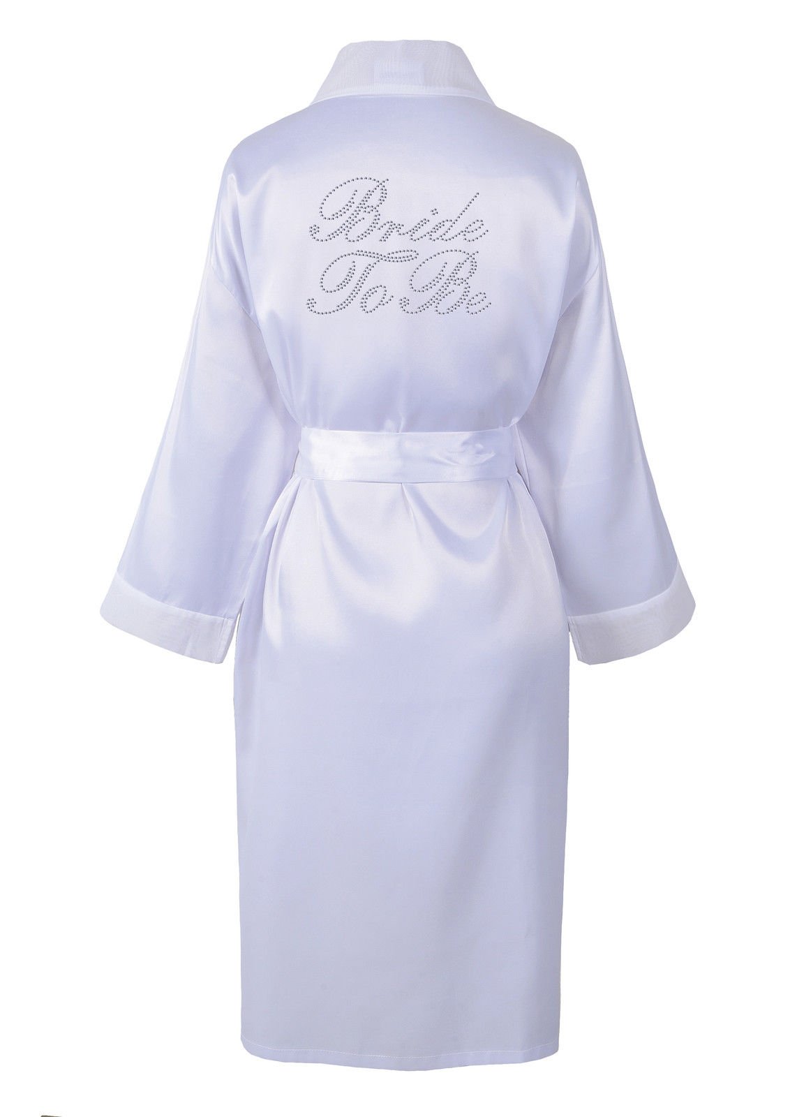 Bride to Be Luxury Satin Crystal Bridal Bathrobe - Handmade Wedding Kimono, Women's Dressing Gown - Bridesmaid Party Robes