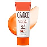 Orange Tanning Gel Sunscreen SPF 30+ – Hydrating Balm-to-Oil Bronzing Formula with Coconut Oil, Vitamin E & A – Non-Greasy Sunblock for Smooth, Glowing Skin – 3.12 oz (1)