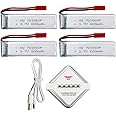 MOONZON 4PCS 3.7 600mAh Lithium Battery Suitable for UDI U817 U818A WLtoys V959 V222 V929 Syma S032 Four-axis Aircraft Helicopter RC Drone Spare Batteries