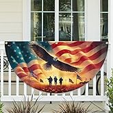FLAGWIX American Eagle Veteran Flag - Non-Pleated American Army Fan Flag Bunting 1x3 ft - Veteran Gifts for Men Women, Patriotic Veteran Memorial Day Decorations Indoor Outdoor for Home Garden Decor
