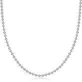 PORI JEWELERS 925 Sterling Silver 3mm, 4mm, 5mm Moon Cut Bead Chain Necklace - Made in Italy - Yellow, Silver