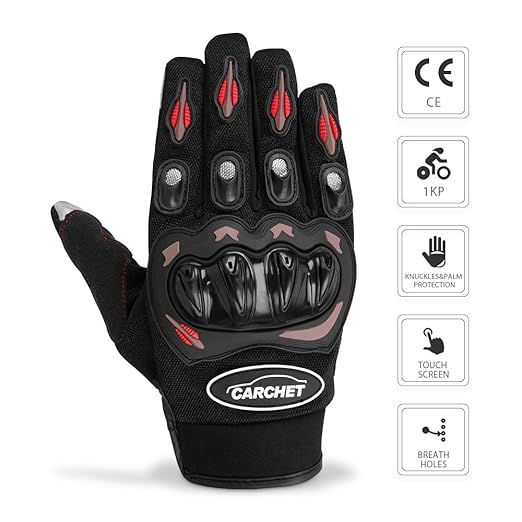 title=Guanti Moto Estivi – CARCHET Guanti da Moto Full-dita, Mesi Stagioni Caldi,