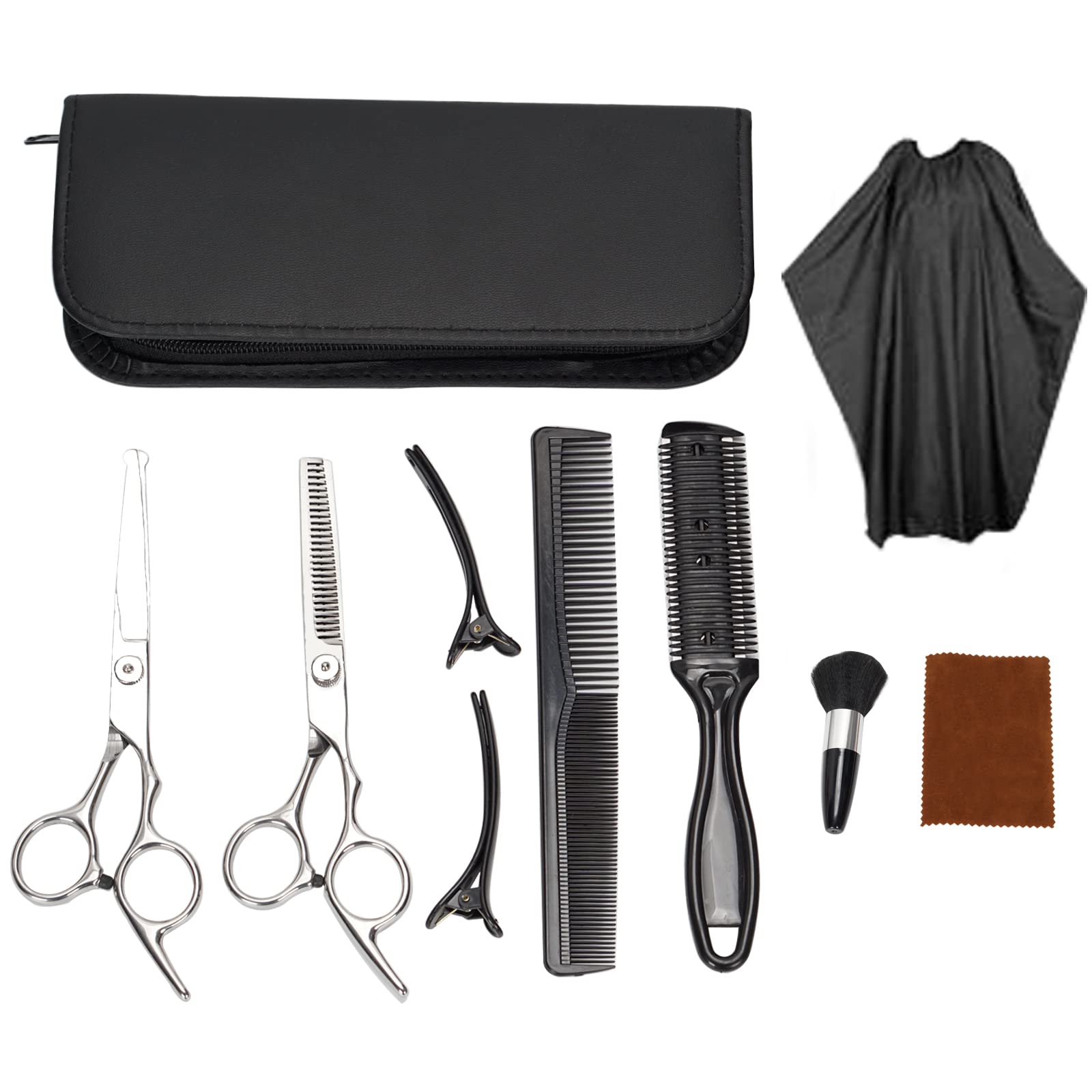 FLYAMAPIRIT Kids Hair Scissors Set Hair Cutting Set Including Thinning Scissors, Modelling Scissors, Thinning Cutting Comb, Hairdressing Cape for Kids Home and Salon