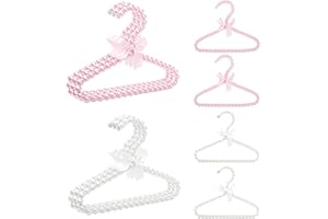 eggigi 10Pcs Small Pearl Hangers,8 in Mini Bowknot Clothes Hangers Ribbon Beaded, Pink White Elegant Hangers for Kids Women P