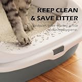 Vivo Technologies Cat Litter Tray Box Open Top with Free Scoop Dark Grey view 2