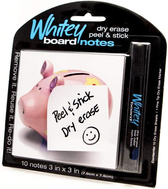 Writeyboard 3 by 3 Inches in Note Size Stick-On Whiteboards (10001)