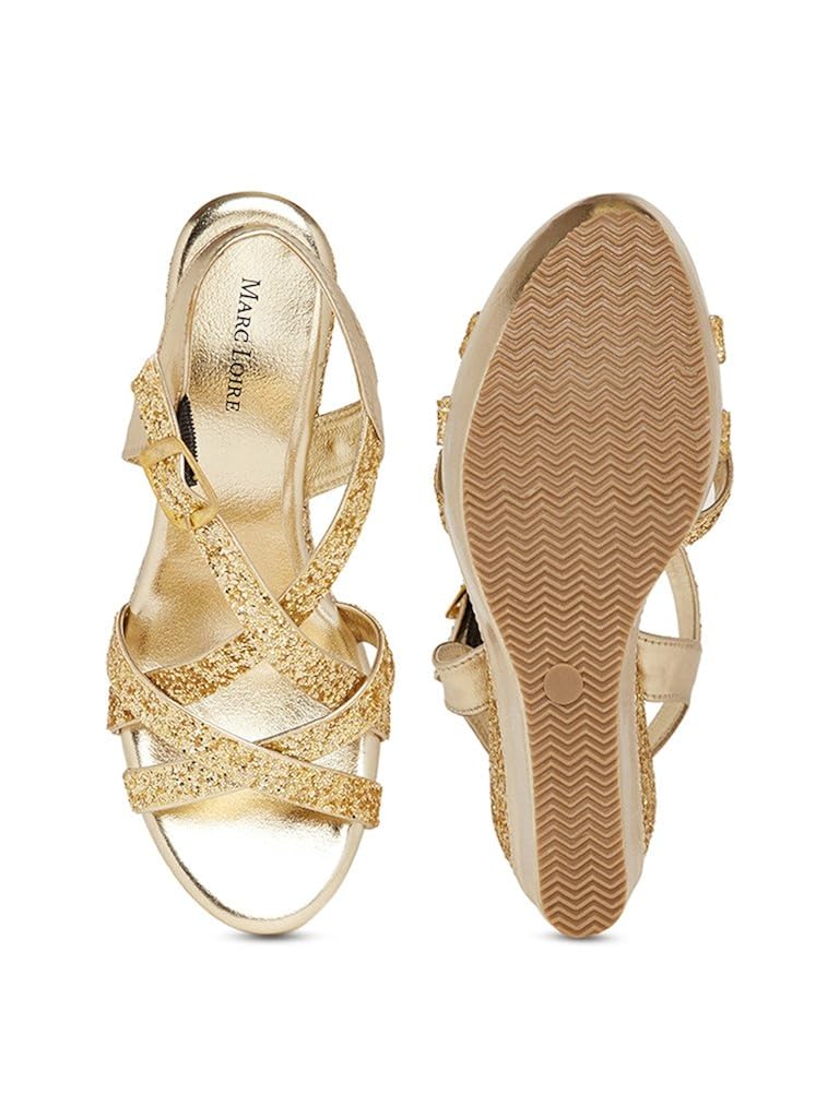 marcloire women's golden buckle sandal