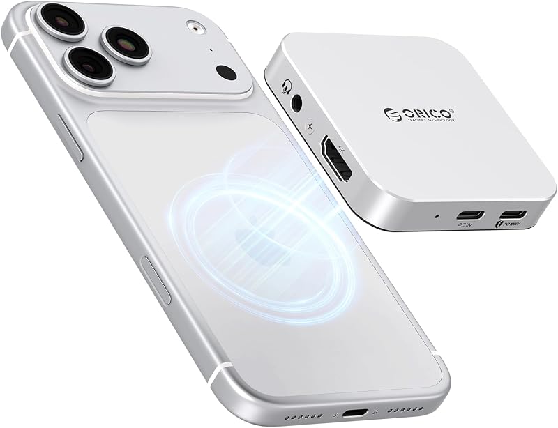 Estação de Acoplamento Magnética USB-C, Capa para SSD M.2 2230 NVMe, Estação de Acoplamento 6 em 1 com HDMI 4K@60Hz, PD 100W, USB-A/USB-C 10 Gbps, Áudio, Hub USB-C para iPhone MG5