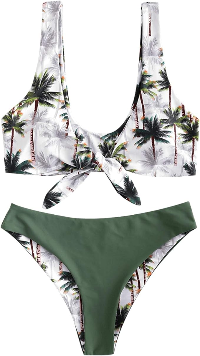 ZAFUL Bikini Set Bikinis im Tropischen Stil mit Kokospalme Muster