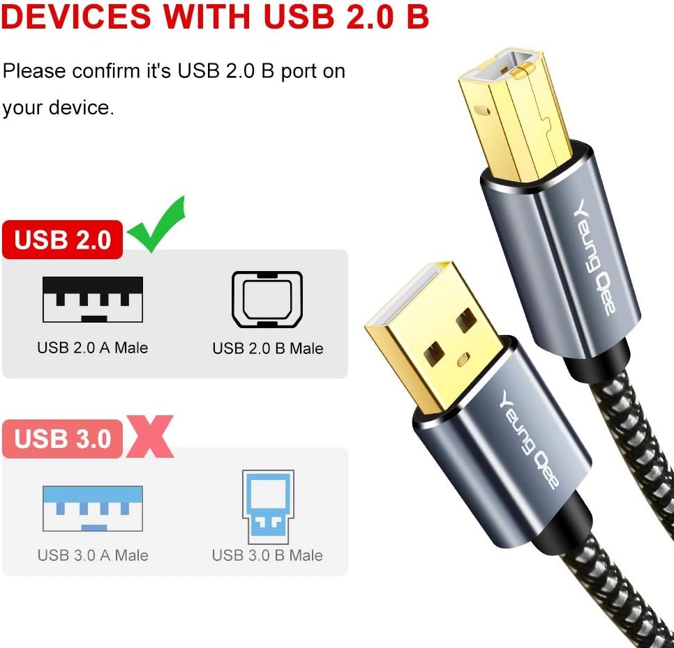 Printer Cable 4M,USB Printer Cable High Speed USB 2.0 A Male to Type B Male Scanner Cable Cord Compatible with HP, Canon - Image 5