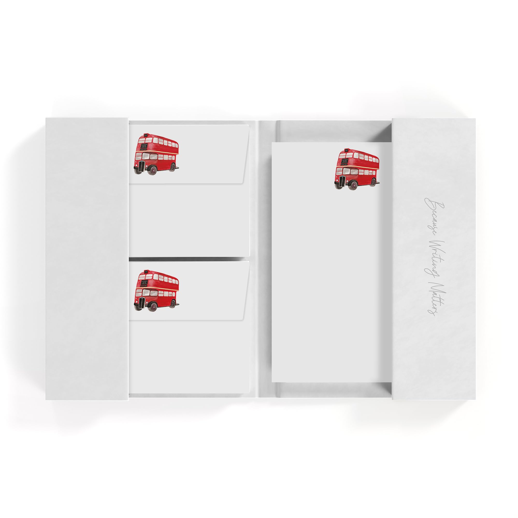 Me Loovely London Bus Writing Paper and Envelopes Set A5 Size Letter Papers Stationary Supplies (20 Letters & 20 Envelopes with Folder)