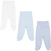 3-Pack Baby Pants with Footies, Roomy Fit Pull on Pants for Unisex Baby
