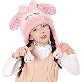 AMOFIA Knit Hats Winter Fleece Lining Skiing Winter Caps for Boys Girls Cute Animal Character with Warm Ear Flap
