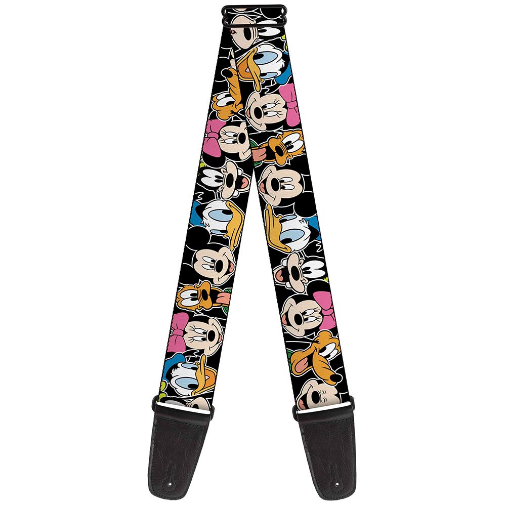 Buckle-Down Guitar Strap - Classic Disney Character Faces Black - 2" Wide - 29-54" Length