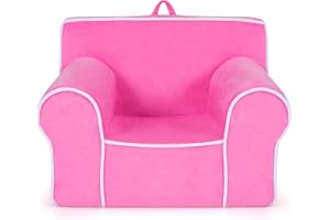 Costzon Kids Couch, Toddler Soft Sofa Chair w/Removable & Washable Velvet Surface for Preschool, Play Room, Nursery, Kindergarten, Toddler Sofa Couch for 0-5 Year Old Boys Girls Birthday Gift (Pink)