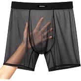 Csexworix Men's Ice Silk Mesh Boxer Briefs, Moisture-Wicking Ultra Thin Stretch See Through Underwear Trunk