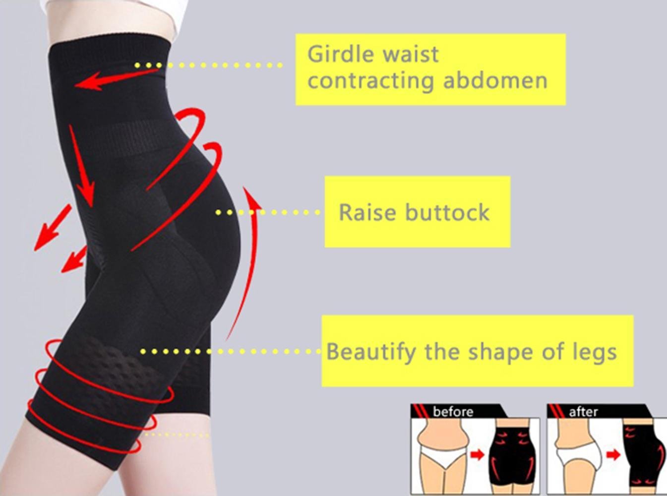 Zronji Women High- Cuts Beauty Slimming Shapewear Fat Burning Slim Shape Bodysuit & Pants Black