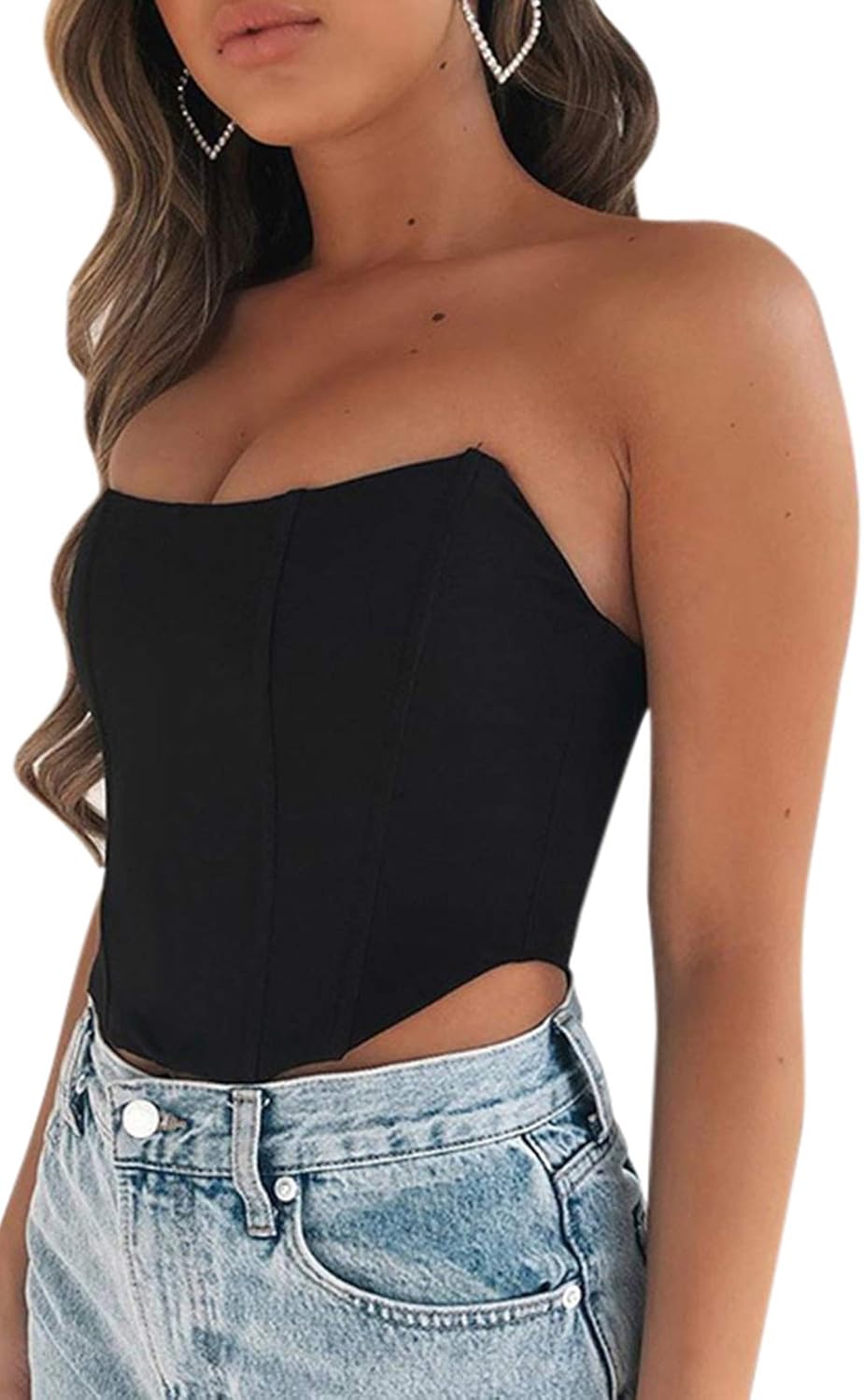 strapless corset crop top