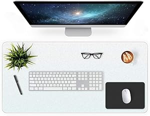 Desk Pad Blotter 16 X 32 Inch Office Matte Desk Mat Protector on Top of Desks Laptop Computer Keyboard Desktop Cover Waterproof Plastic Clear Desk Writing Mat Vinyl PVC Desk Table Pad with Mouse Pad