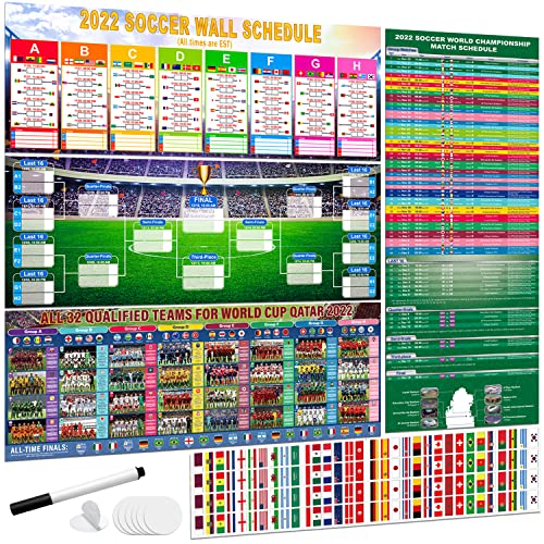2022 World Cup Soccer Football Cup Match Schedule Soccer Tournament Game  Wall Chart Poster Football Score Pred