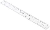 Westcott 12-Inch 300 mm Plastic Ruler Clear Millimetres Inches