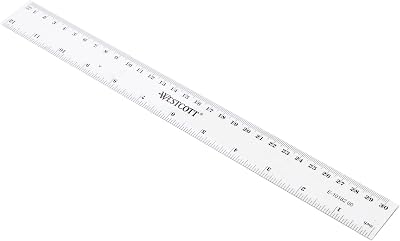 Westcott 12-Inch 300 mm Plastic Ruler Clear Millimetres Inches