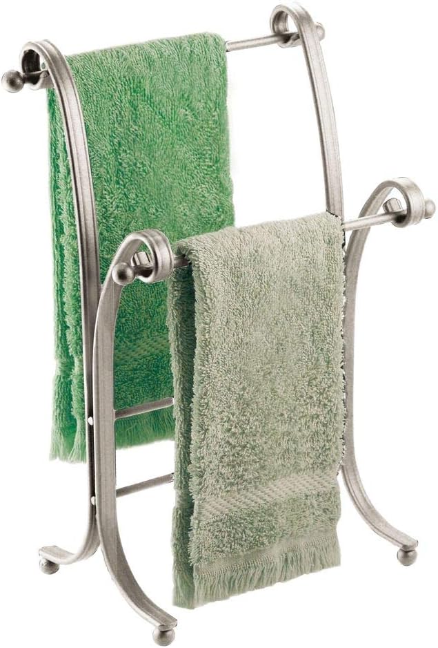 mDesign Decorative Metal Fingertip Towel Holder Stand for Bathroom