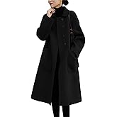 chouyatou Women's Winter Wool Coat Single Breasted Business Casual Midi Long Winter Trench Coat