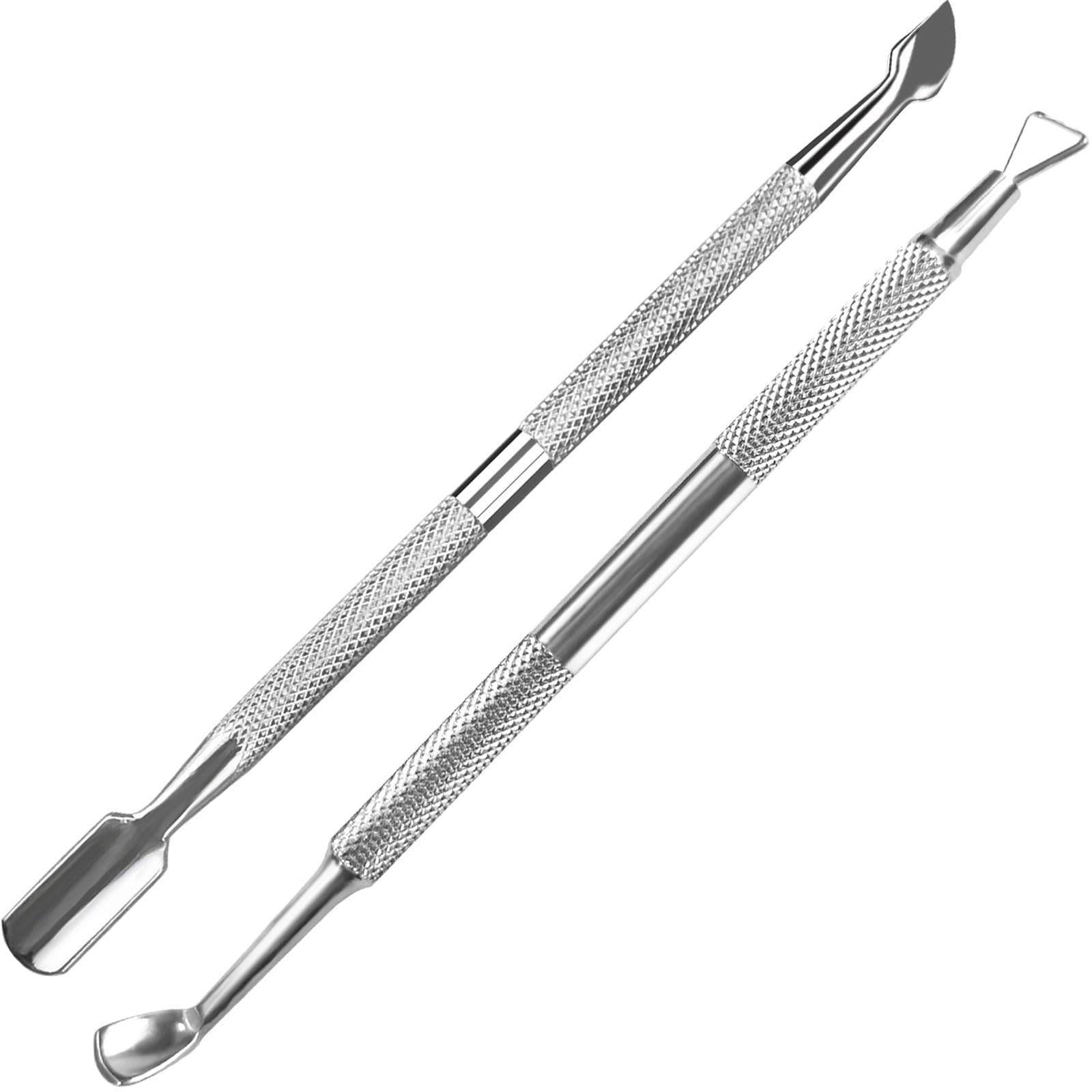 Pingispower Cuticle Pusher Set, 2PCS Professional Grade Stainless Steel Cuticle Cutter and Cuticle Remover Tools, Durable Manicure Tools Kit and Pedicure Tool for Fingernails and Toenails