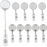 Rierdge 10 Pack Retractable Badge Reel, Transparent Badge Holder with Clip for Doctors, Nurse, Teachers, Students, Office Workers