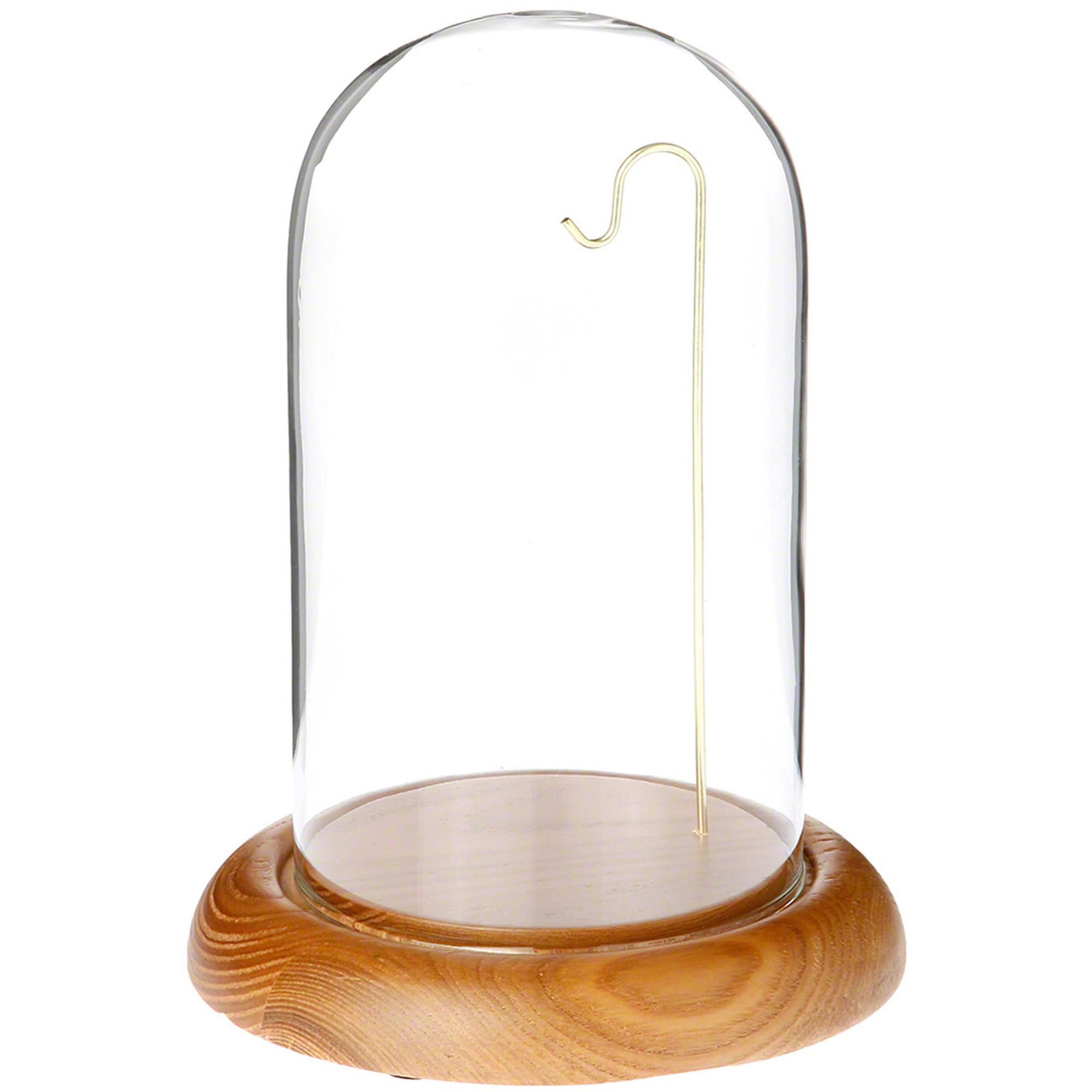 Plymor 4" x 7" Watch/Ornament Glass Display Dome (Oak Base & Brass Wire)