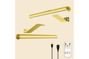 ARIXINKS 2Pack Wireless Picture Lights Painting Lights with Remote,Gold Rechargeable Battery Picture Lights for Artwork Display Led Accent light Gallery Light Dartboard Light Full Metal Brightness Dimmable