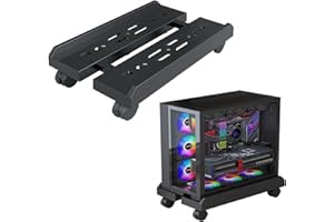 COOLOUS PC Stand Computer Tower Stand,Mobile CPU Stand Heavy-Duty Desktop Stand with 4 360° Rolling Caster Wheels Fits Most PC,Adjustable Mobile CPU Stand for Gaming Desk Office (Black)