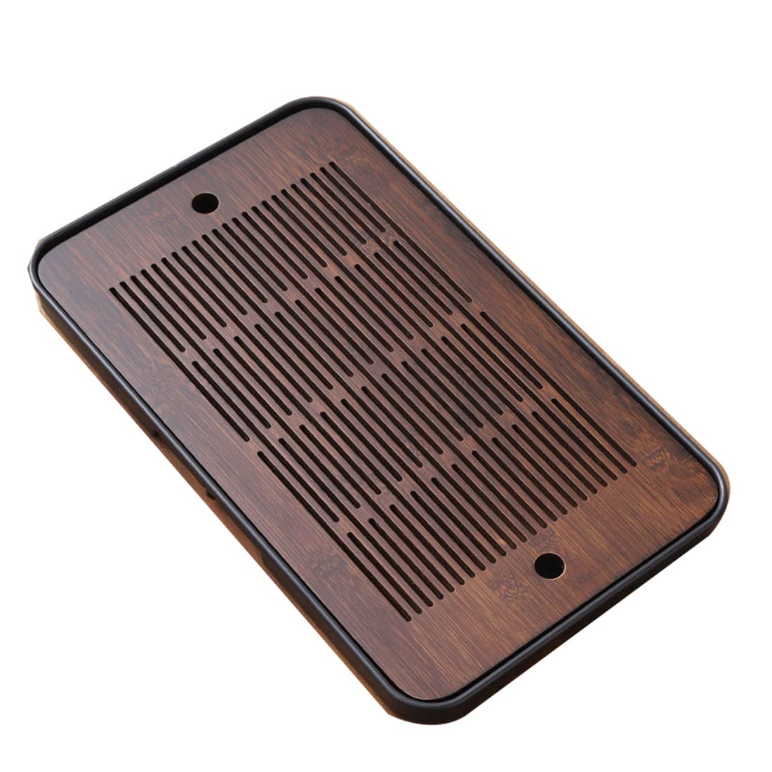 CHANJOON 16.5" Bamboo Chinese Kung Fu Tea Tray with Water Storage Bamboo Tray for Kung Fu Teaware (Exquisite-Black)