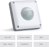 SEBSON PIR Motion Sensor Light Switch Outdoor Flush Mount 10m 190° IP65 LED view 2